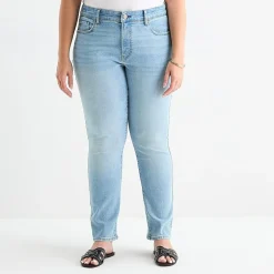a.n.a Womens Plus High Rise Straight Leg Jean