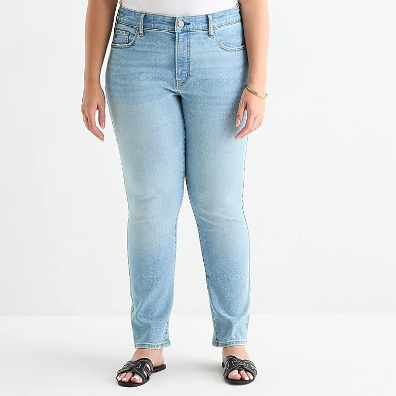 a.n.a Womens Plus High Rise Straight Leg Jean
