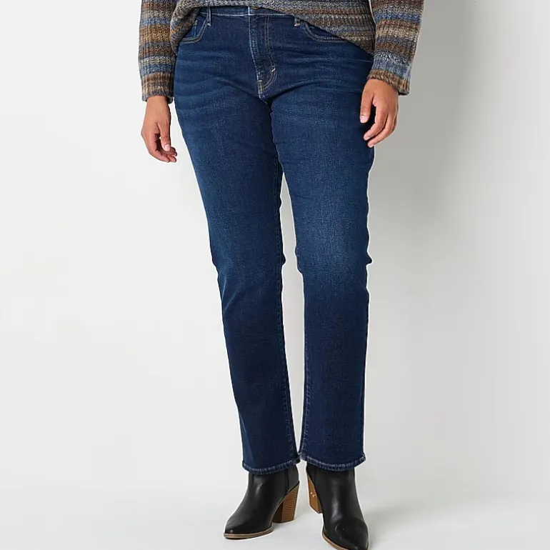 a.n.a Womens Plus High Rise Straight Leg Jean