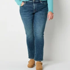 a.n.a Womens Plus High Rise Straight Leg Jean