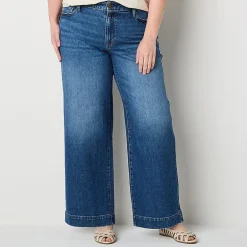 a.n.a Womens Plus High Rise Wide Leg Jean