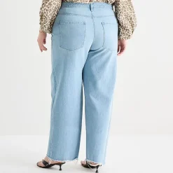 a.n.a Womens Plus Mid Rise Frayed Hem Barrel Jean