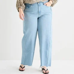 a.n.a Womens Plus Mid Rise Frayed Hem Barrel Jean