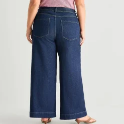 a.n.a Womens Plus Mid Rise Wide Leg Jean
