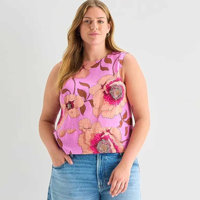 a.n.a Womens Plus Round Neck Sleeveless Blouse