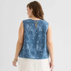 a.n.a Womens Plus Round Neck Sleeveless Blouse