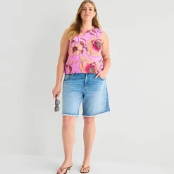 a.n.a Womens Plus Round Neck Sleeveless Blouse
