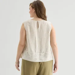 a.n.a Womens Plus Round Neck Sleeveless Blouse