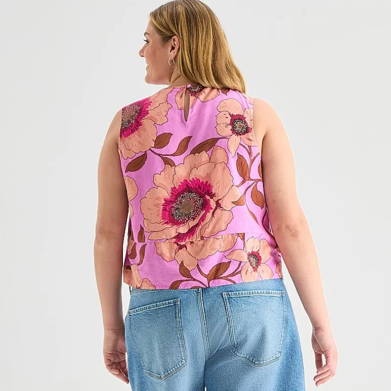 a.n.a Womens Plus Round Neck Sleeveless Blouse