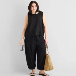 a.n.a Womens Plus Round Neck Sleeveless Blouse