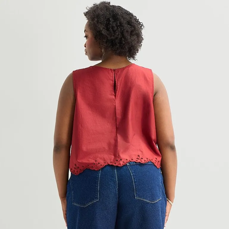 a.n.a Womens Plus Round Neck Sleeveless Blouse