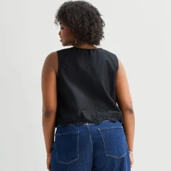 a.n.a Womens Plus Round Neck Sleeveless Blouse