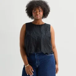 a.n.a Womens Plus Round Neck Sleeveless Blouse