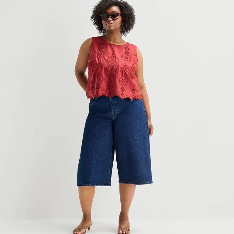 a.n.a Womens Plus Round Neck Sleeveless Blouse