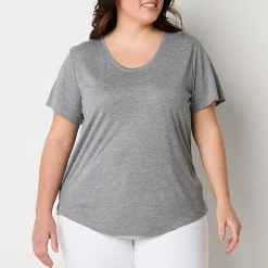 a.n.a Womens Plus Scoop Neck Short Sleeve T-Shirt