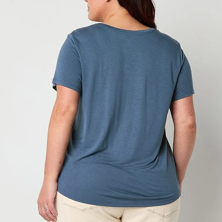 a.n.a Womens Plus Scoop Neck Short Sleeve T-Shirt
