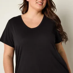 a.n.a Womens Plus Scoop Neck Short Sleeve T-Shirt
