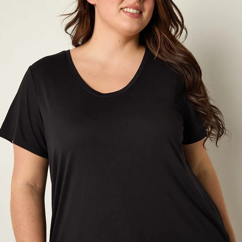 a.n.a Womens Plus Scoop Neck Short Sleeve T-Shirt
