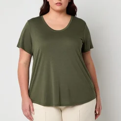 a.n.a Womens Plus Scoop Neck Short Sleeve T-Shirt