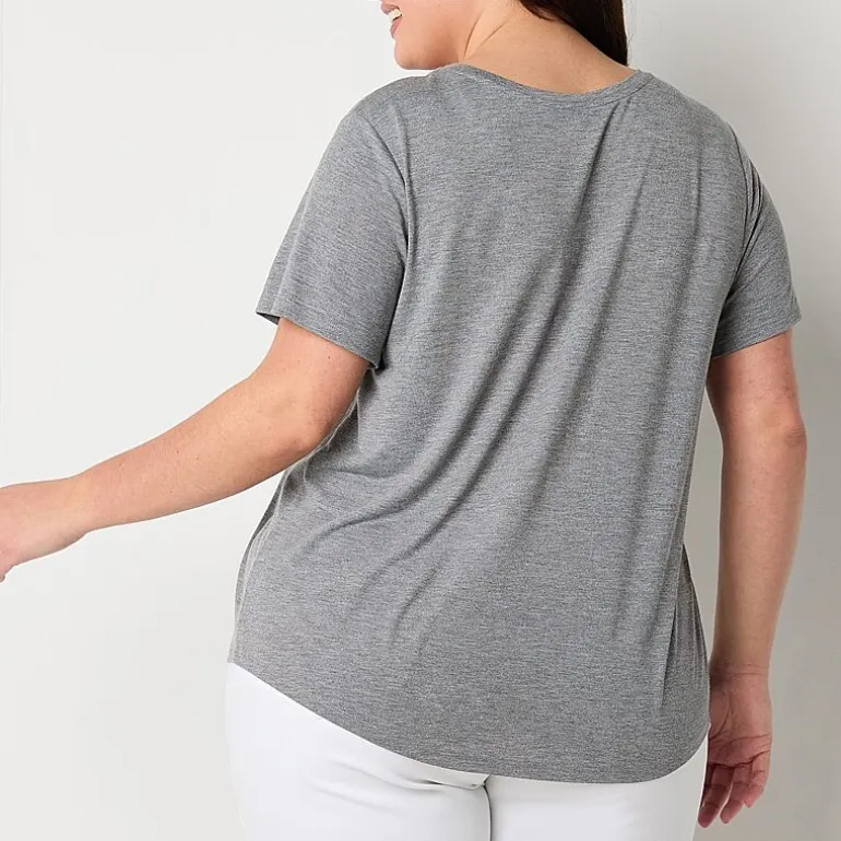 a.n.a Womens Plus Scoop Neck Short Sleeve T-Shirt
