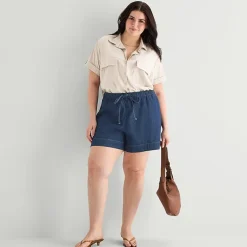 a.n.a Womens Plus Short Sleeve Blouse