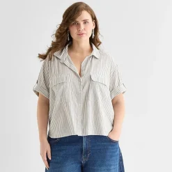 a.n.a Womens Plus Short Sleeve Blouse