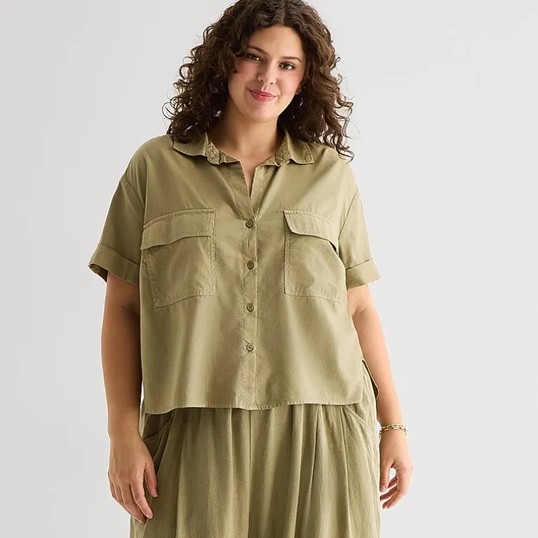 a.n.a Womens Plus Short Sleeve Blouse