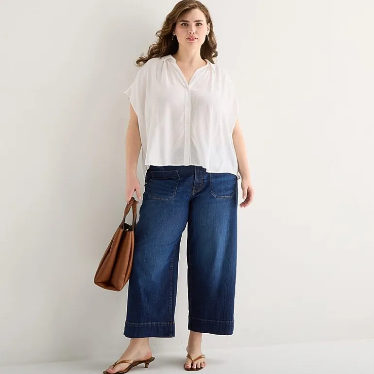 a.n.a Womens Plus Short Sleeve Blouse