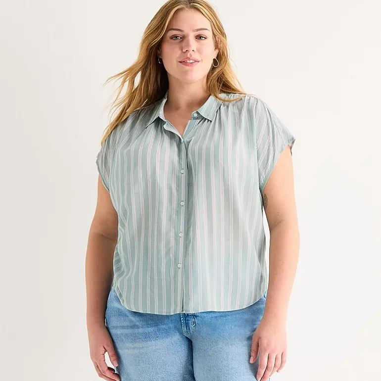 a.n.a Womens Plus Short Sleeve Blouse