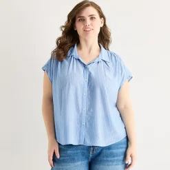 a.n.a Womens Plus Short Sleeve Blouse