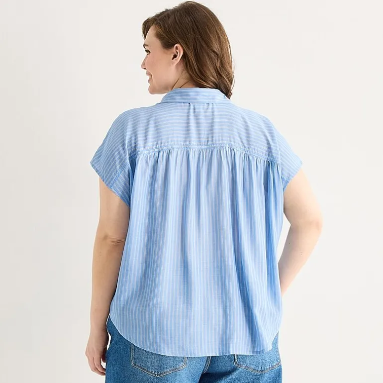 a.n.a Womens Plus Short Sleeve Blouse