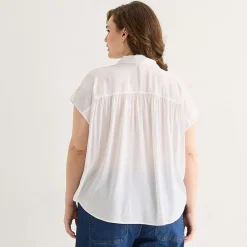 a.n.a Womens Plus Short Sleeve Blouse