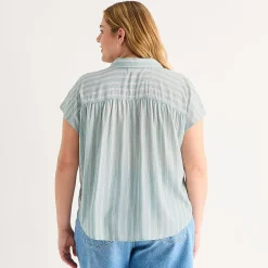 a.n.a Womens Plus Short Sleeve Blouse