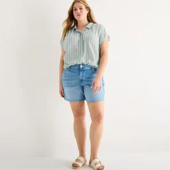 a.n.a Womens Plus Short Sleeve Blouse