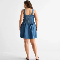 a.n.a Womens Plus Sleeveless Square Neck Drop Waist Dress