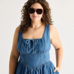 a.n.a Womens Plus Sleeveless Square Neck Drop Waist Dress