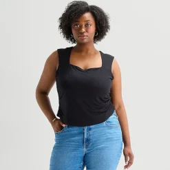 a.n.a Womens Plus Square Neck Sleeveless Tank Top