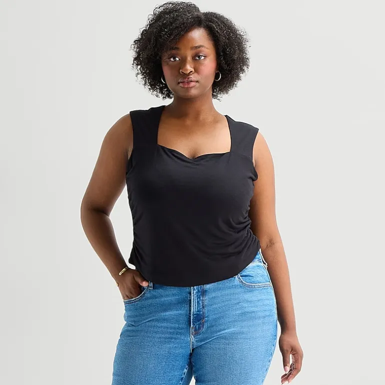 a.n.a Womens Plus Square Neck Sleeveless Tank Top