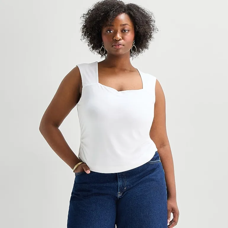 a.n.a Womens Plus Square Neck Sleeveless Tank Top