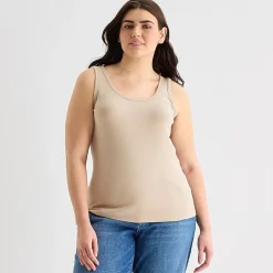 a.n.a Womens Plus U Neck Sleeveless Tank Top