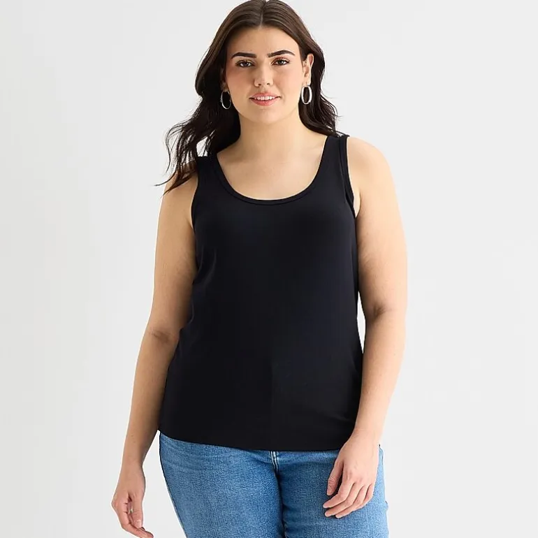 a.n.a Womens Plus U Neck Sleeveless Tank Top