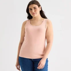 a.n.a Womens Plus U Neck Sleeveless Tank Top