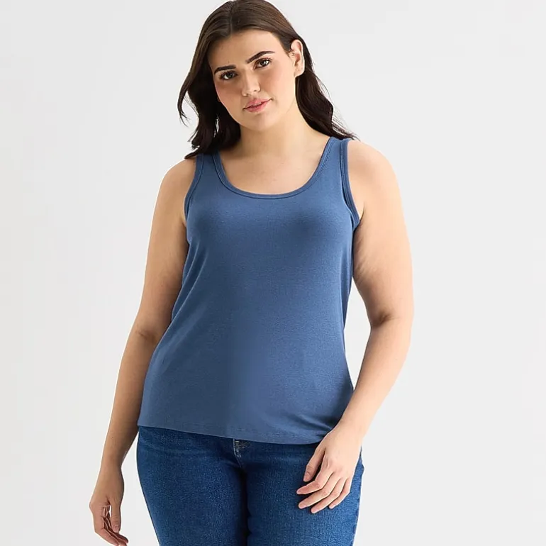 a.n.a Womens Plus U Neck Sleeveless Tank Top