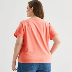 a.n.a Womens Plus V Neck Short Sleeve T-Shirt