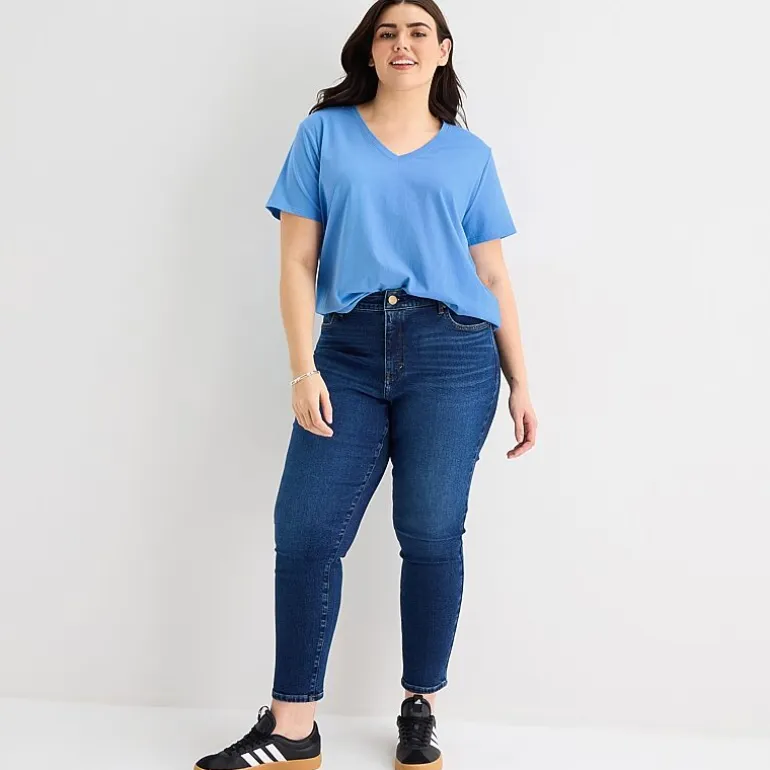 a.n.a Womens Plus V Neck Short Sleeve T-Shirt
