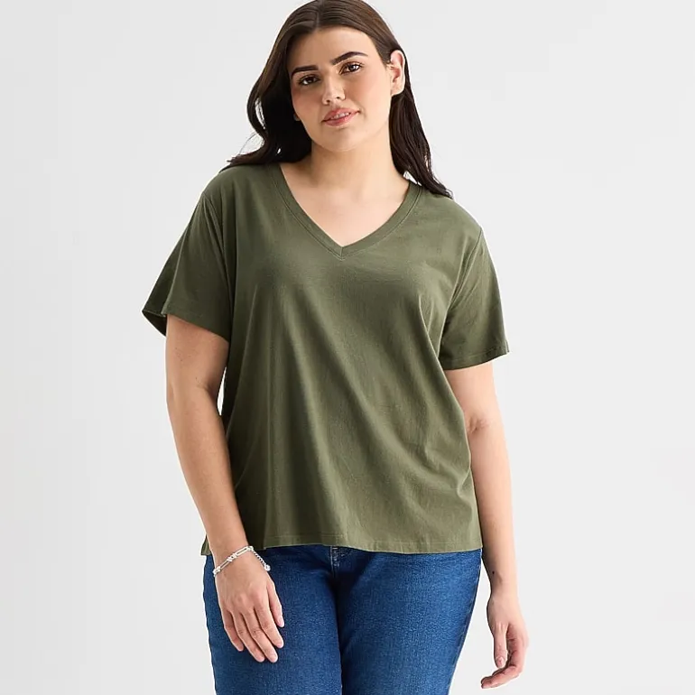 a.n.a Womens Plus V Neck Short Sleeve T-Shirt
