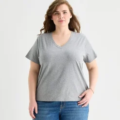 a.n.a Womens Plus V Neck Short Sleeve T-Shirt