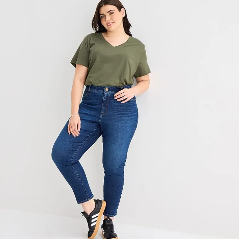 a.n.a Womens Plus V Neck Short Sleeve T-Shirt