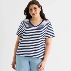 a.n.a Womens Plus V Neck Short Sleeve T-Shirt