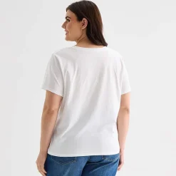 a.n.a Womens Plus V Neck Short Sleeve T-Shirt